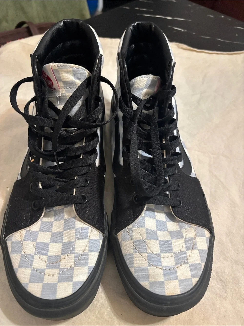 Vans Unisex Chukka Boots in Black and Light Blue Checkerboard